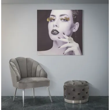 DRUK NA PŁÓTNIE Z APLIKACJAMI LADY DARK 80X2,8X80 cm